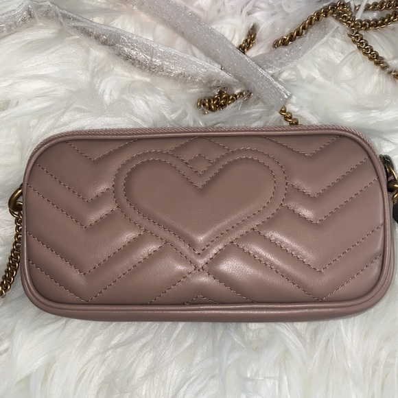 🆕💯% Auth Gucci Calfskin Matelasse Mini GG Marmont Chain Crossbody Bag - Picture 4 of 7